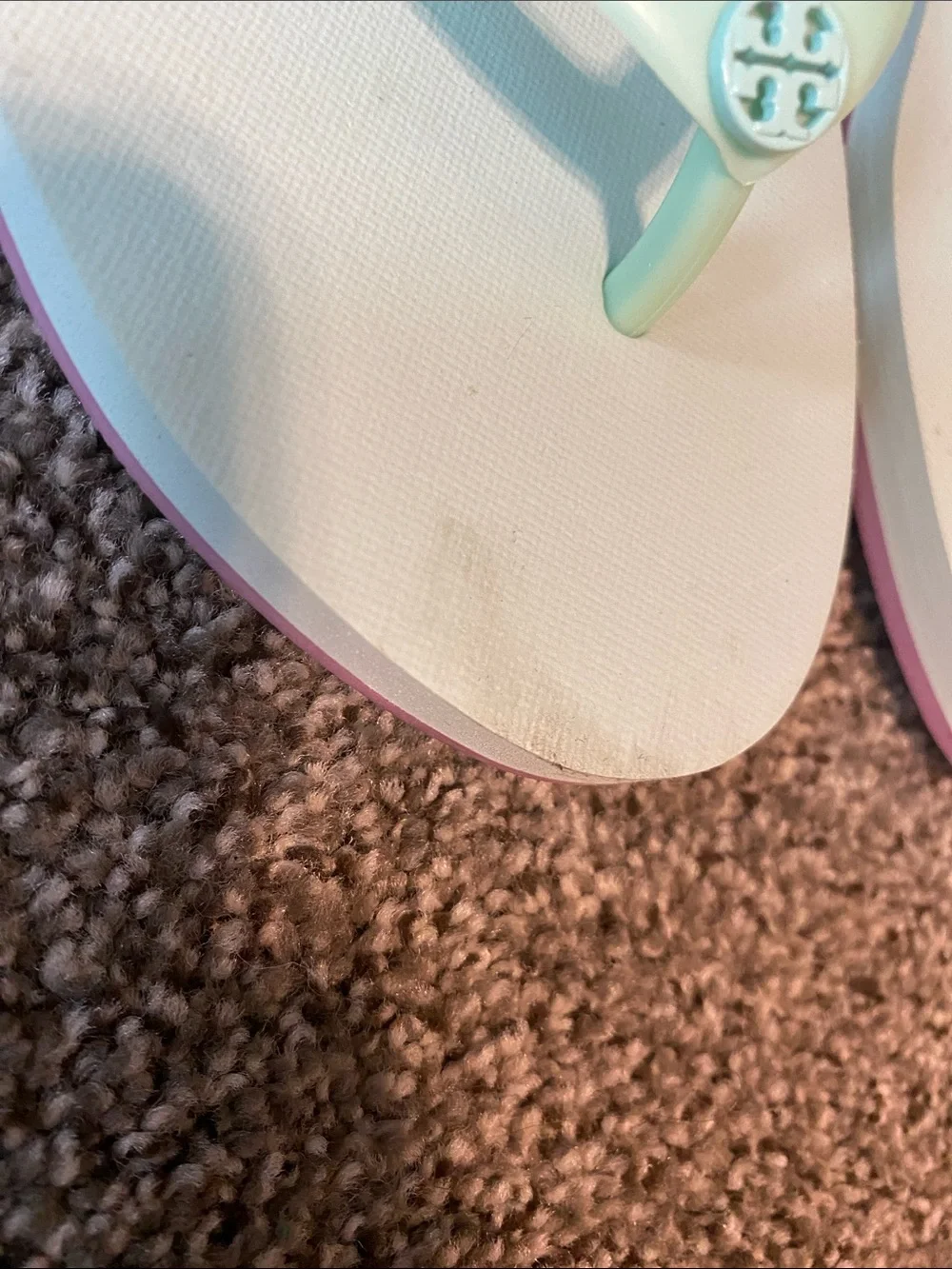 Tory Burch Mint Green Logo Thong Sandals